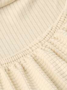 Solid Color Skirted Sofa Bed Cover, Polyester Fiber Elastic Full Coverage Sofa Cover, Suitable For Armless Sofas, Minimalist Modern, All Seasons - Beige - View 9