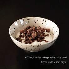 Speckled Glaze Ceramic Bowl | Vintage Off-White With Black Spots | Deep Bowl Suitable For Salad, Pasta, Noodles | INS Style Tableware - Multicolor - View 13