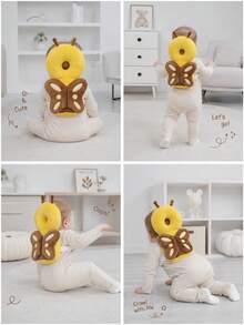 Upgraded Baby Protective Pillow, Thickened And Widened Toddler Protection Pad, Baby Head Protection Pillow, Suitable For Toddling And Crawling, Adjustable Baby Head Protection Pad, Breathable Head Protection Pillow, Head Protection Pillow, Toddler Learning To Walk Supplies, Upgraded Thickened Cartoon Butterfly Shaped Protective Head Pad - Brown Butterfly - View 3