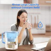 Waterdrop Lucid Water Filter Pitcher With 1*90-Day Filter, 3.5L, Reduces Fluoride, Chlorine And More, NSF Certified (Replacement Filter: WD-PF-01A Plus) - Blue - View 7