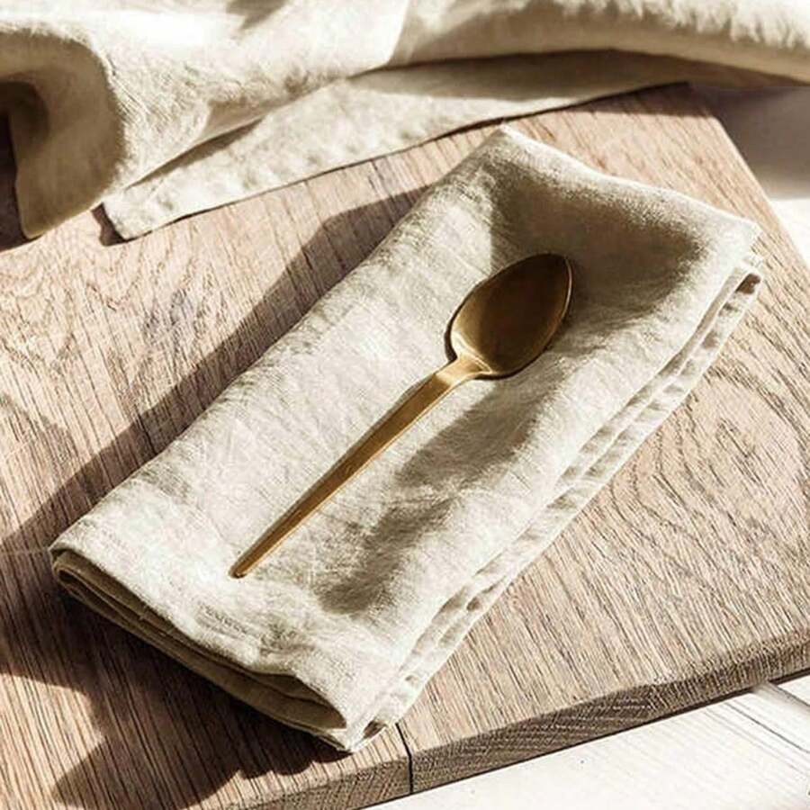 各种尺寸的简易家用餐巾、桌布组合套装 - 米色 - 查看 1