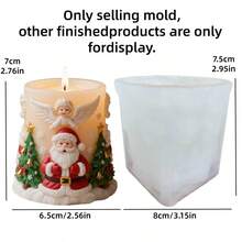 SUPWANPENG Santa Claus And Angel Cylindrical Aromatherapy Candle Silicone Mold Christmas Tree Decorated Santa Claus Little Angel Columnar Candle Mold Resin Plaster Mold Cement Concrete Mold Home Decoration Christmas Gift - A-White - View 8