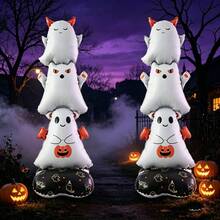 1pc Halloween Theme Base White Cute Little Devil Shaped Foil Balloon Halloween Atmosphere Balloon - View 2