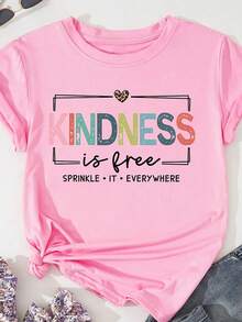Camiseta de Verano Estampada "La bondad es gratis" en Tallas Grandes - Azul - Ver 1