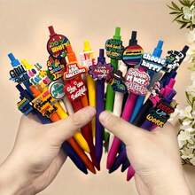 1~12pcs, Silicone Gel Ink Ballpoint Pens With Inspirational Quotes Design, Medium Tip, Durable Writing Tool, Suitable For Gifts, School, Office, Students, Employees, Back To School Supplies - A - View 1