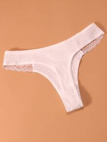 6件組女款純棉蕾絲內褲，白色透氣舒適丁字褲 - 白色 - 查看 8