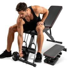 Bowose Adjustable Weight Workout Bench With Leg Extension And Preacher Pad, Multifunctional Foldable Workout Bench Press For Home Gym, Incline Decline Gym Sit Up Bench Press For Full Body Strength Training - Black - View 2