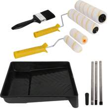 Paint Roller Set With Extension Pole – Complete Kit Includes Roller Sleeves, Tray & Brushes For Wall & Ceiling Painting (UK) - A - View 7