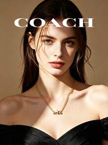 Coach F33375-GLD Horse Carriage Double Chain Necklace Gold Plated - Gold - View 5