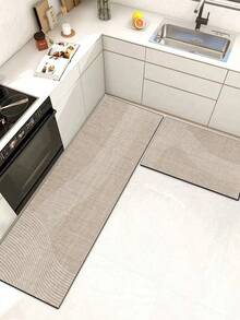 1pc Of White Striped Pattern Rubber Soft Mat For Kitchen Floors, A Water-Absorbing Mat That Is Easy To Clean And Suitable For Use In Kitchens, Bathrooms, And Other Areas. It Is Suitable For Use Throughout The Year And For Various Holidays. - Multicolor - View 1