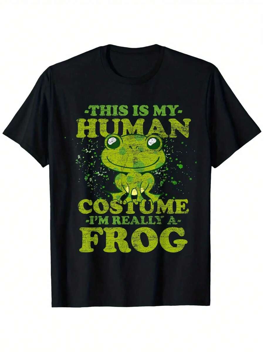 Este es mi atuendo de estilo único que incluye una camiseta con un estampado que dice que en realidad soy una rana.Está hecho 100% de material unisex y tiene un estilo urbano con mangas cort - Blanco - Ver 1