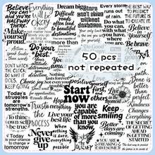 50pcs Transparent Minimalist Fresh Original Black & White Inspirational English Quote Creative Decorative Stickers For Journaling And Vases - 50 Original Black and White Inspirational English Images - View 11