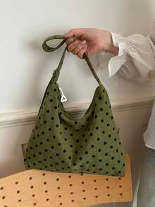 Women's Solid Color PU Leather Fashion Large Capacity Daily Shoulder Bag - Dark Green - View 4