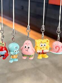 SpongeBob SquarePants 鑰匙圈適用於手機殼吊飾、水族箱裝飾，包含配件，適合節日居家裝飾、包包裝飾與水族箱裝飾 - 彩色 - 查看 3
