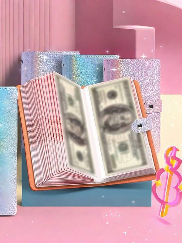 Cuaderno de Ahorros de Gran Capacidad A6 de Cuero PU, 50 Páginas, Puede Contener 100 Billetes. Carpeta de Presupuesto de Efectivo, Adecuada para Almacenar Billetes, Imágenes, Sellos y Tarjetas Bancarias. | Coleccionables, Billetes Conmemorativos, Portatarjetas, Billeteras, Cuadernos, Diseño Impermeable y Resistente a las Manchas con Broche, Escuela, Regreso a la Escuela, Regalos para Maestros, Regalos para Compañeros de Clase, Regalos de Navidad, Regalos de Cumpleaños