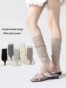 1 Pair Women's Mesh Leg Warmers, Thin Breathable Solid Color Slimming Leg Warmers Knee High Leg Warmers, Summer - Multicolor - View 2