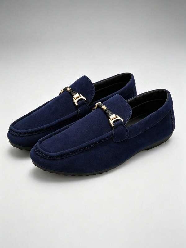 Men's Casual Red Loafers With Metal Trim, Studded Driving Moccasins, Soft Comfortable Casual Shoes, Men's Sports Flat Dress Shoes