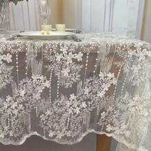 A Lace Tablecloth In French White, Suitable For Round And Rectangular Tables, Perfect For Tea Tables, Weddings, And Evening Parties - White - View 9