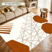 Cashmere-Like Beige Base Irregular Brown Line Fragment Geometry Pattern Printed Outdoor Rugs,Exquisite Cozy Carpets In Diverse Styles. Suitable For Home, Outdoor, Malls & Cafes, Machine Washable, Various Sizes Available. - A - View 4
