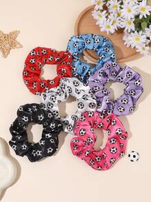 6pcs/1pc Colorful Sports Style Football Hair Ties, High Elasticity Satin Headbands, Versatile Hair Accessories Gift For Girls And Teens - Multicolor - View 4
