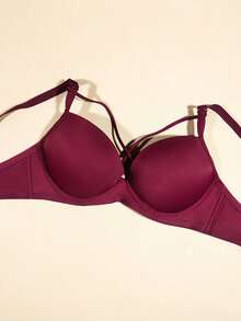 Damen Sexy Tiefer V-Ausschnitt Rosenrot Dessous, Sexy Süß Bequem Französisch Romantisch Dessous, Bequem Vielseitig Lässig Bügel Push-Up Anti-Durchhängen BH - Heißes Pink - Übersicht 7