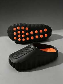 MIND 001 Couple Slippers With Perforated Upper And Massage Footbed, Perfect For Home, Beach Trips And Poolside,Also A Independence Day Gift. - Black - View 1