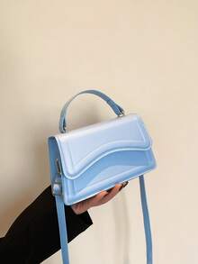Mini Fashion Handheld Women's Bag Spring/Summer New Solid Color Flap Multi-Use Crossbody Small Square Bag Embossed Casual Shoulder Crossbody Commuter Bag - Sky Blue - View 3