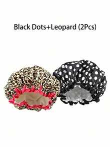 1/2pcs Women's Reusable Waterproof Elastic Shower Cap, Suitable For Long Hair, Home Bathroom Decor, Autumn, Back To School Season - Multicolor - View 10