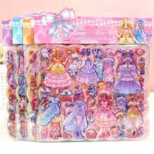 1 Set Dream Princess 3D Dress-Up Stickers, Cartoon Double-Layer Bubble Stickers, Children's Game Stickers, Girls' Handmade Sticker Art Decoration, DIY Outfit Stickers, Children's Toy Sticker Art, Dress-Up Show Sticker Set, Girls' Ideal Birthday Gift, Girls' Game, Suitable As Birthday Gift, Holiday Gift, Christmas Gift, Christmas - Multicolor - View 2