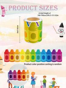 73cm/1 Roll Rainbow Crayon Decorative Border, Suitable For School Classroom Blackboard, Bulletin Board, Wall, Window, Door Decoration, Party Decoration, Home Decoration, DIY Decoration, Back To School Decoration School Supplies - Rectangle - View 4