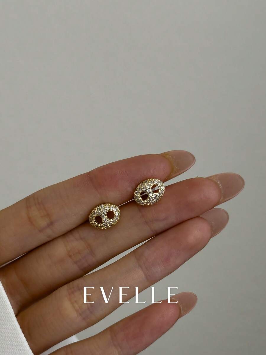金色耳環,優雅可愛的 18K 金鍍銅耳環,適合日常穿戴與派對 - 金色 - 查看 1