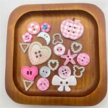 16/26/36/46/56/66/76/86Pcs Buttons, Pink Mixed Buttons/Suitable For Bracelet Charms/Pink-Apple-Heart-Bow-Pattern Random, Suitable For DIY Scrapbook Decoration And Clothing Accessories, Cute Mixed Bracelet Button Charms, Random Styles - Multicolor - View 11