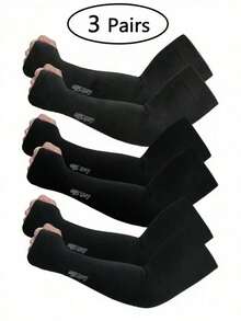 3 Pairs Unisex Compression Arm Sleeves, Suitable For Golf, Basketball, Cycling, Fishing, Driving, Running, Rowing, Gardening - Multicolor - View 9