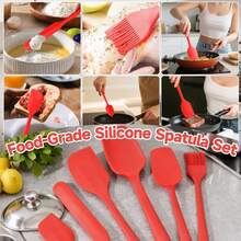 6pcs Silicone Scraper Set, Includes 6 Kitchen Utensils With Silicone Brush Heads, Heat-Resistant, Dishwasher , Made Of Rubber Material, Suitable For Scraping Food Residue, Baking, Cooking And Stirring In Various Scenarios 1/6pcs - Multicolor - View 7