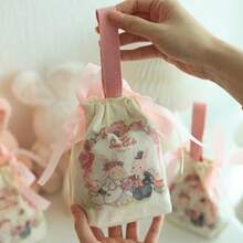 Bolsas de dulces para boda con diseño de conejo en surtido de colores aleatorios, cajas de regalo, bolsas de dulces con cordón, bolsas de dulces prácticas sin pliegues para recuerdos de boda - A - Ver 7