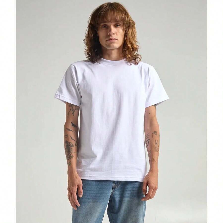 6.0oz Short Sleeve Active T-Shirt - Classic Standard Sizes - White - View 1