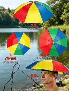 1/2/4pcs Summer Combo Set Women Multi-Color Upgraded Hands-Free Umbrella Hat, 360° Sunshade Elastic Headband Lightweight Women's Umbrella Alternative, Outdoor Sunshade UV Protection Travel Umbrella, Camping Beach Vacation Essential - Multicolor - View 3