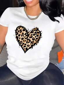 Camiseta de Mujer Cómoda con Cuello Redondo, Casual, de Mezcla de Algodón, Manga Corta, Suave y Transpirable, Estilo Urbano para Primavera y Verano - Blanco - Ver 1