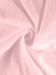Women's Pink Lapel Short Sleeve Button-Up Shirt, Ruffle Short Sleeve, Classic Collar, Regular Length Top Summer - Pink - View 5
