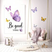 1 pieza Pegatina de pared con refrán en inglés, mariposa, flor y hierba, adecuada para decoración de pared de dormitorio, sala de estar y estudio, material de PVC autoadhesivo, tamaño 23.6 pulgadas*11.8 pulgadas - 1PC - Ver 7