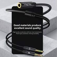 VegGieg 3.5mm 2-In-1 Audio Splitter Cable 1 Female To 2 Male Gold-Plated Headphone Microphone Adapter For PC Gaming Headsets - View 7