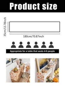 1Pc 35*180cm Autumn Theme Table Runner, Pumpkin, Autumn Leaves And Branch Pattern Autumn Style Tablecloth, Suitable For Thanksgiving Harvest Decoration, Autumn Decoration, Dining Table, Kitchen, Desktop Decoration, Home Decor And Holiday Gatherings - Multicolor - View 8