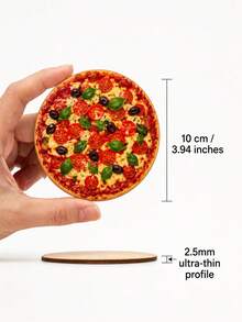 1 Set 6pcs Realistic Pizza Food Round Coasters, Italian Style Fun Creative Design, Heat Resistant Insulation Pads, Home Kitchen Tabletop Decor, Suitable For Restaurant Party Pizza Lovers Gift Arrangement - Multicolor - View 4