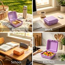 350ml wiederverwendbare Kunststoff-Snack-Sandwich-Box, Clip-Verschluss Trockenlebensmittel-Aufbewahrungsbehälter, PP5, mikrowellensichere Lebensmittelboxen für Mahlzeitenvorbereitung, Schüler, Büro, Picknick, Küche - Verschiedenfarbig - Übersicht 7