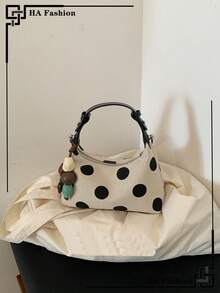 1pc Vintage Polka Dot Handbag Fashion Crossbody Bag - Multicolor - View 9