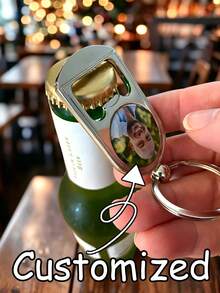 1pc Photo Text Customized Silver Stainless Steel Bottle Opener Keychain, Customized Teacher's Day Gift, Birthday Gift Keychain, Customized Metal Keychain, Customizable Image Bottle Opener Keychain, Convenient And Portable, Exquisite And Unique, Gift For Father, Boyfriend, Valentine's Day Gift, Birthday Gift - Multicolor - View 16