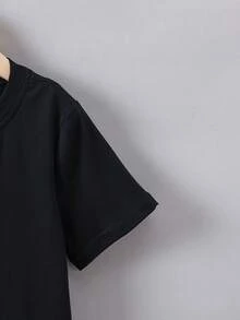 Camiseta de manga corta de verano para niños con estampado de 'SISTERS' - Negro - Ver 4