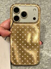 Funda de teléfono de lujo con brillo rosa y estrella simple compatible con iPhone 17Pro Max, 17Pro, 17, 17Air, 16Pro Max, 16Pro, 16, 15Pro Max, 15Pro, 15, 15Pro Max, 14, 13, 12, 11 y otros modelos, funda de teléfono linda y resistente a caídas - Amarillo - Ver 1