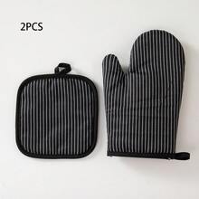 Vertical Striped Oven Mitts & Heat Resistant Pads Set, Quilted Diamond Pattern, Washable, Suitable For Kitchen Cooking & Baking, Microwave Oven Mitts & Heat Resistant Pads 2pcs/4pcs - View 13