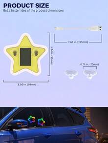2026 New Star-Shaped Solar LED Car Interior Ambient Light, Heart-Shaped Neon Rear Window Sticker, Sensor Light, 5 Lighting Modes - Cute & Fashionable Car Accessories For Women And Girls, Romantic Car Interior Decor, Gift For Couples - Multicolor - View 3